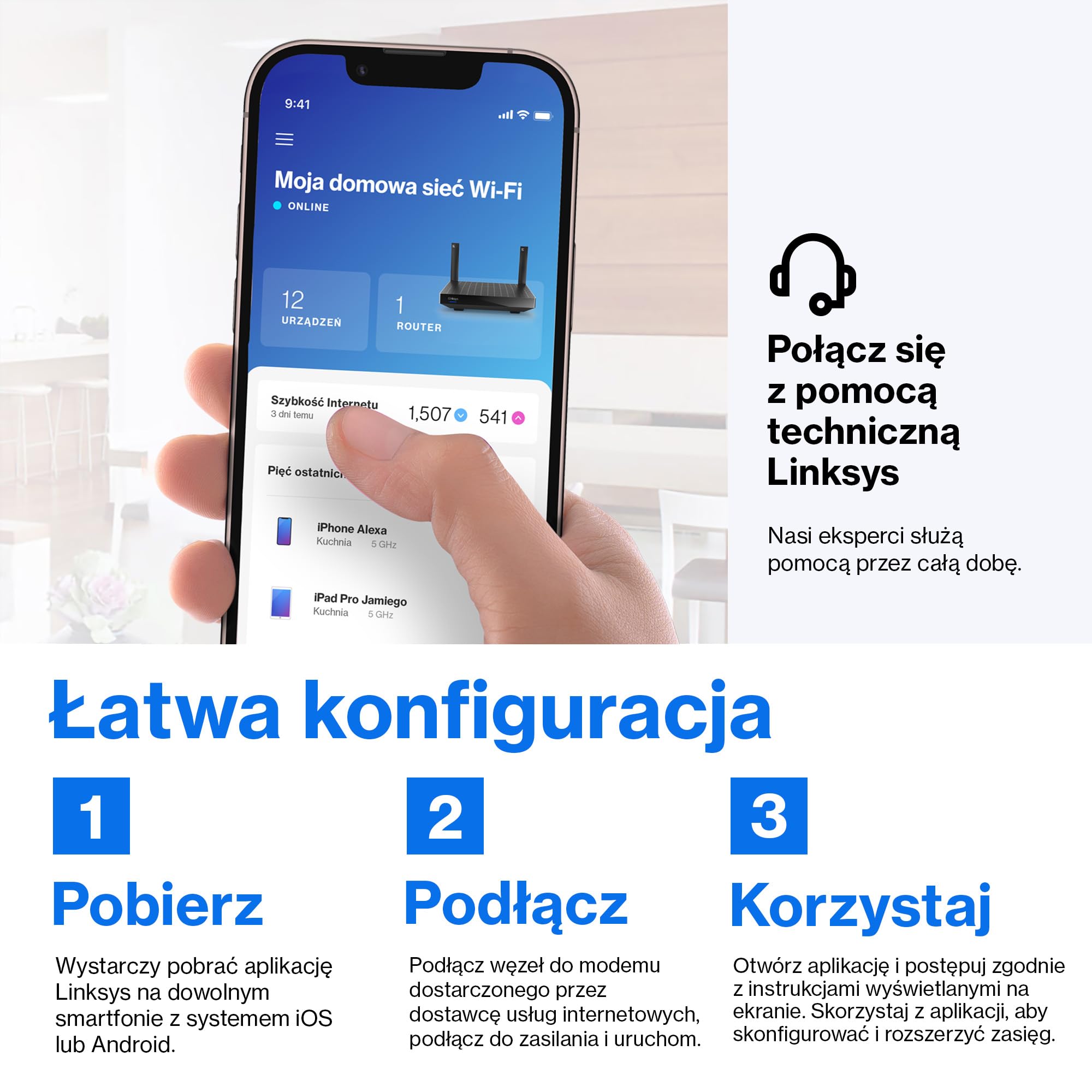 Linksys Hydra Pro 6E Triple Band Mesh WiFi Router 6E (do gier, 8 strumieni, pasmo 6 GHz, przepustowość do 6,6 Gb/s, zasięg 250 m2, ponad 55 urządzeń, współpracuje z Velop Mesh)