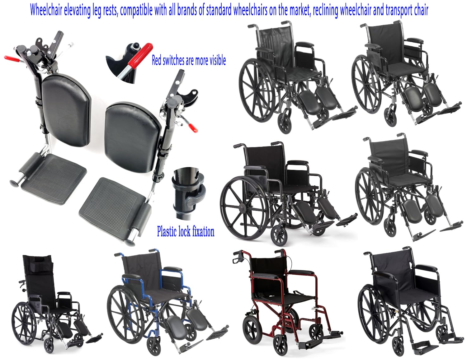 Reposapiés Elevables Para Silla De Ruedas Con Almohadilla Acolchada Para Pantorrillas De Material Compuesto Compatible Con Silla De Ruedas Reclinable Y Estándar Color Negro