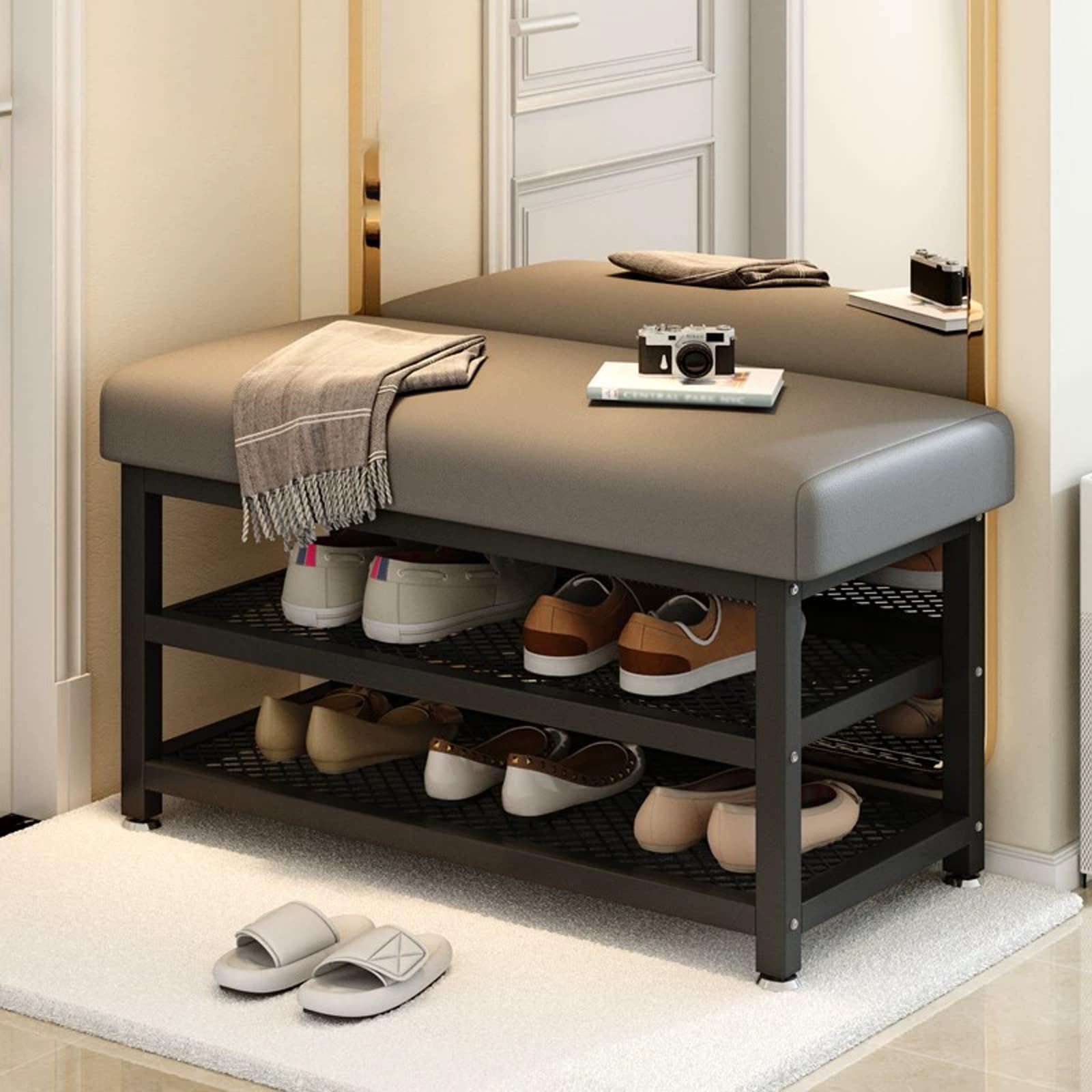 Banco Entrada con tapizado Asiento, Interior banqueta baño con Zapatero, Moderno banquetas Dormitorio, Banco recibidor Entrada, Sala de Estar Zapatero con Asiento, reposapies Sofa.