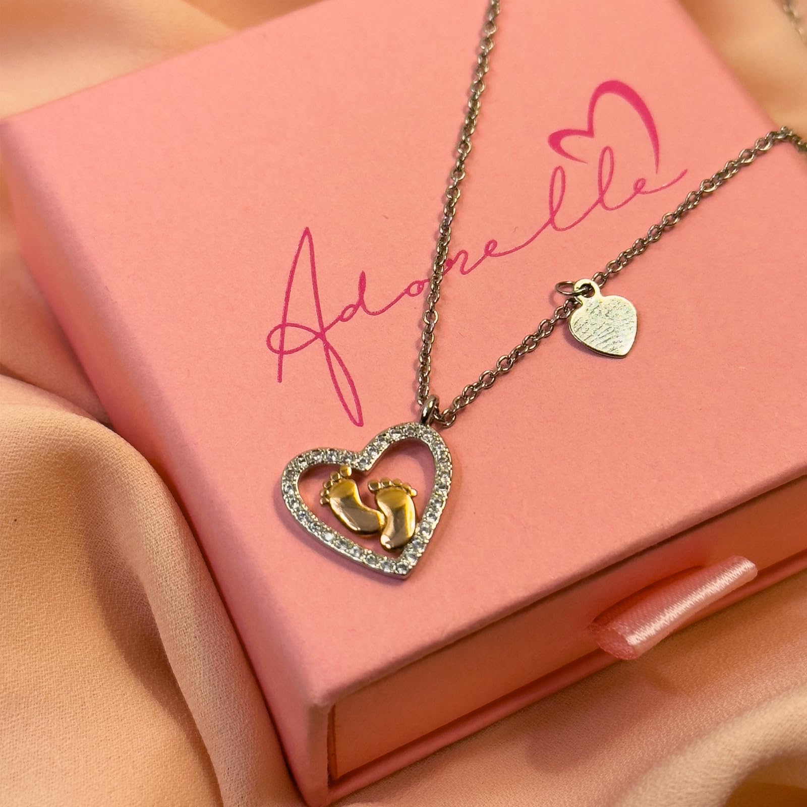 Mothers Day Gifts,Gifts For moms,Mommy To Be Sterling Silver Baby Feet Necklace,Expecting Mom Gift