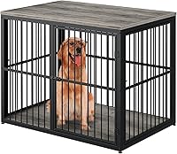 Vista 8 de Mueble de jaula para perros XXL de 48" con 3 puertas, jaula de madera combinada para mascotas, perrera resistente de interior para perros medianos a