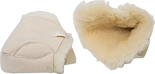 Natural Sheepskin Heel Protectors for Sore Heels, Set of 2 | Genuine Medical Grade Sheepskin Heel Guards for Pressure Relief & Bed Sores with Adjustable Velcro Straps, Cornsilk, 3.5