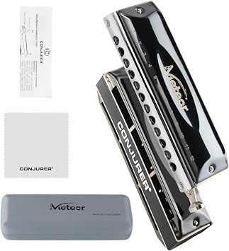 CONJURER 12 Hole 48 Tone Slide Valved Chromatic Harmonica C Key Meteor | Mouth Organ for Professionals Amateurs Students Adults with Case, Ideal Gift for Daily Practice Stage Play