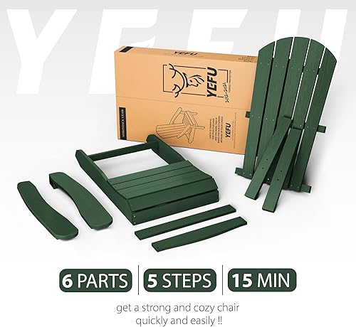 Miniatura 5 de YEFU Sillas Adirondack de plástico resistentes a la intemperie, sillas de patio de 5 pasos de fácil instalación, se ven exactamente como madera