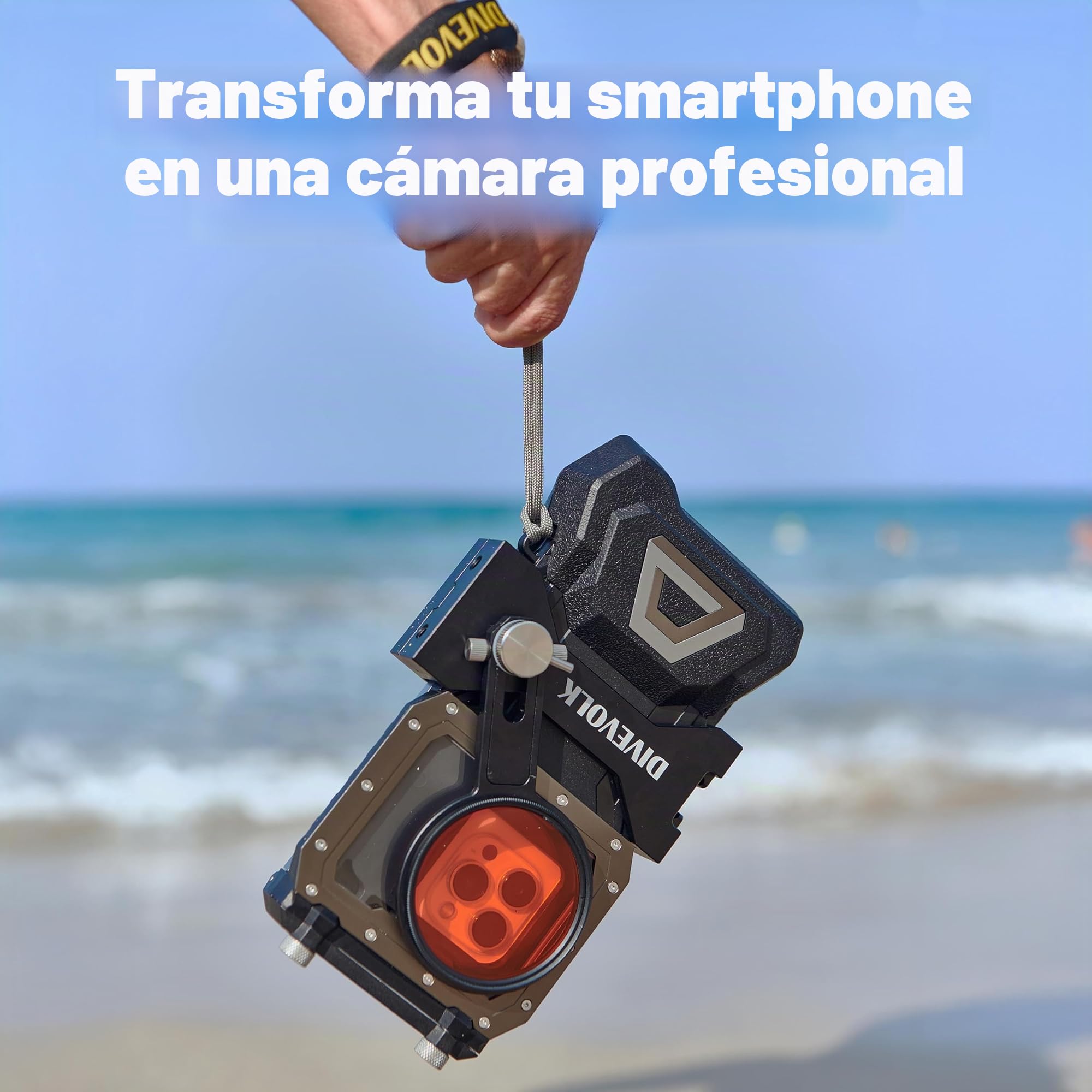 DIVEVOLK Abrazadera de expansión para carcasa subacuática Sea Touch 4, incluye filtro rojo/morado + anillo de conversión