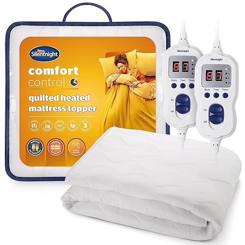 Silentnight Multi-Zone Electric Blanket Mattress Topper Double – Heating Pad with 4 Individual Heating Zones, 9 Heat Settings, Built-in Timer and Easy Fit Straps – Machine Washable – Double 140x140cm - Double