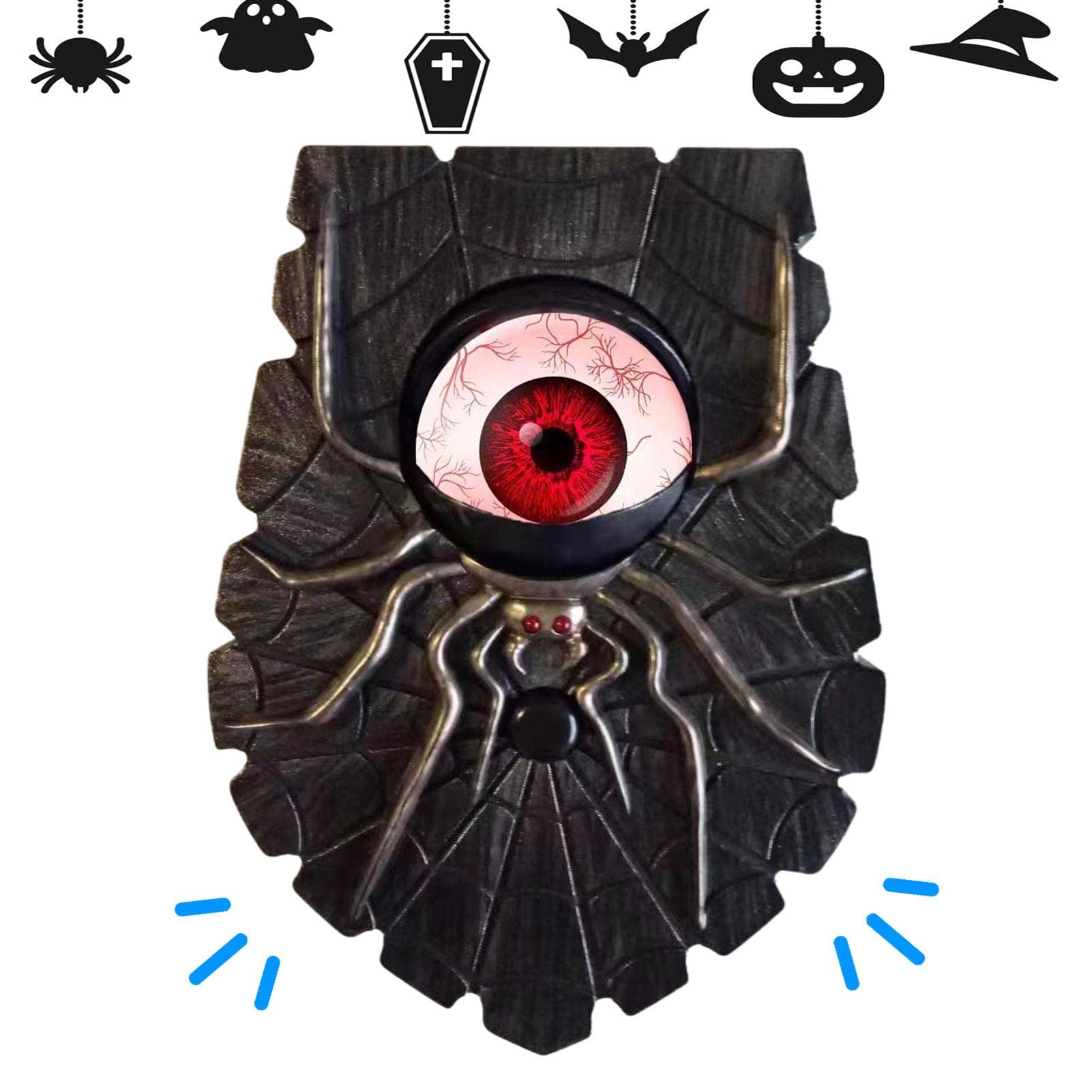 Pająk Halloween Dzwonek do drzwi Halloween Dzwonek do drzwi Pająk Dekoracja Pająk Niespodzianka Straszne migające diody LED Ozdoba dekoracyjna, prezent, akcesoria z upiornym pająkiem do wnętrz, ścian,