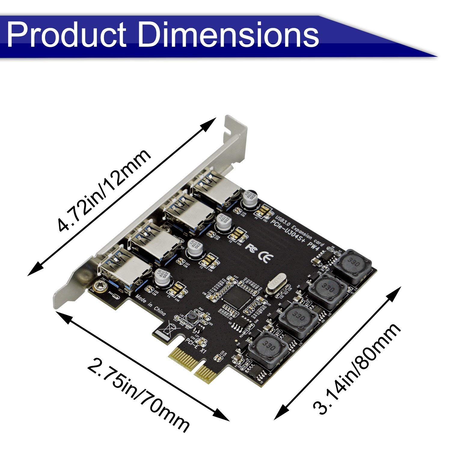 ORICO 4Port USB 3.0 PCI Express (PCIe) Expansion Card Adapter for