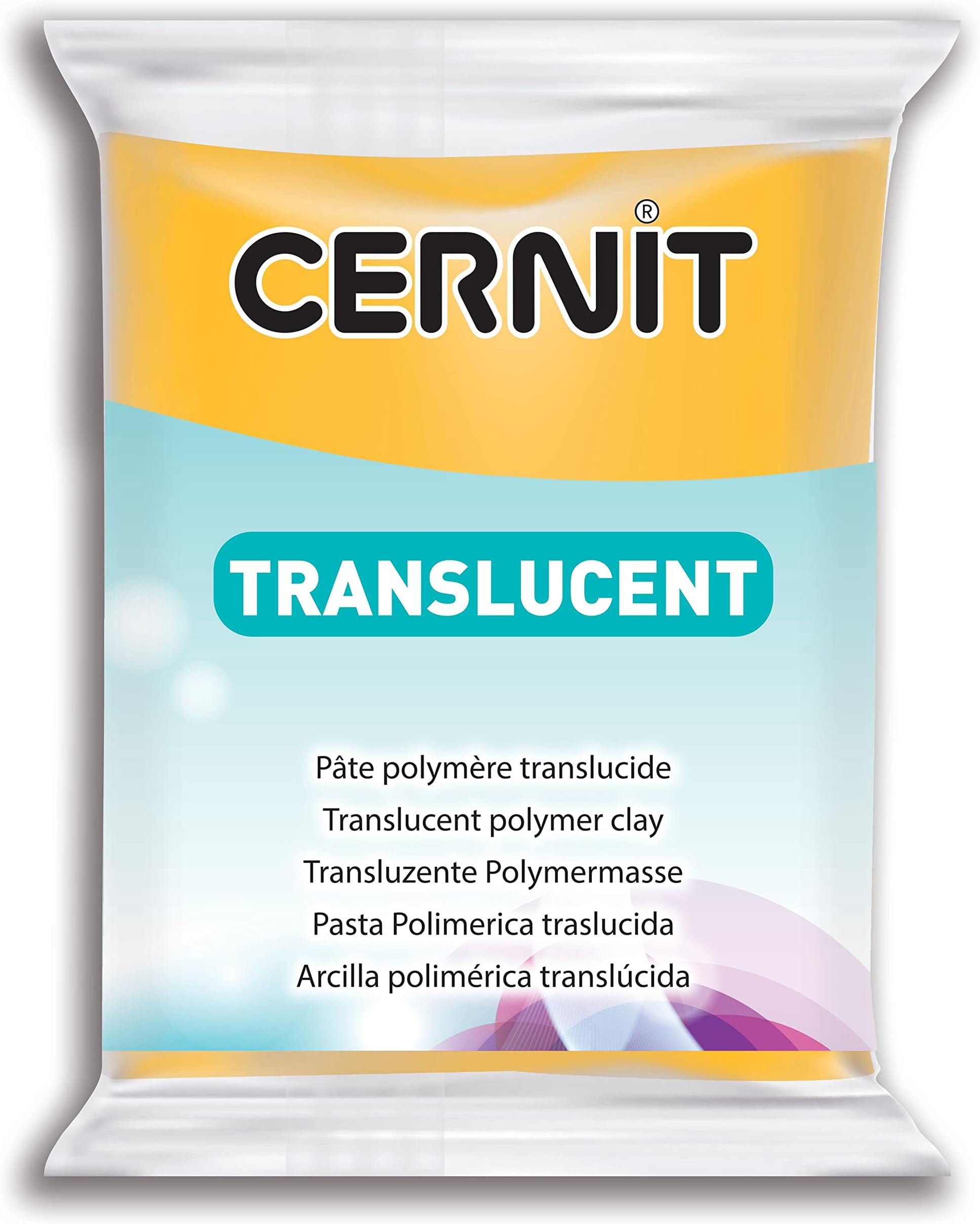 Cernit Polymer Clay - Translucent Series - 56 Grams Block - Made in Belgium (Amber)