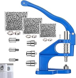Hand Press Grommet Machine,Grommet Eyelet Tool Kit with 3 Dies (#0#2#4) with 1500 Pcs Grommets Eyelet(6, 10, 12mm) Tablet Press Rivet Press Machine for Grommets Snap Buttons Rivets Eyelets Pearls
