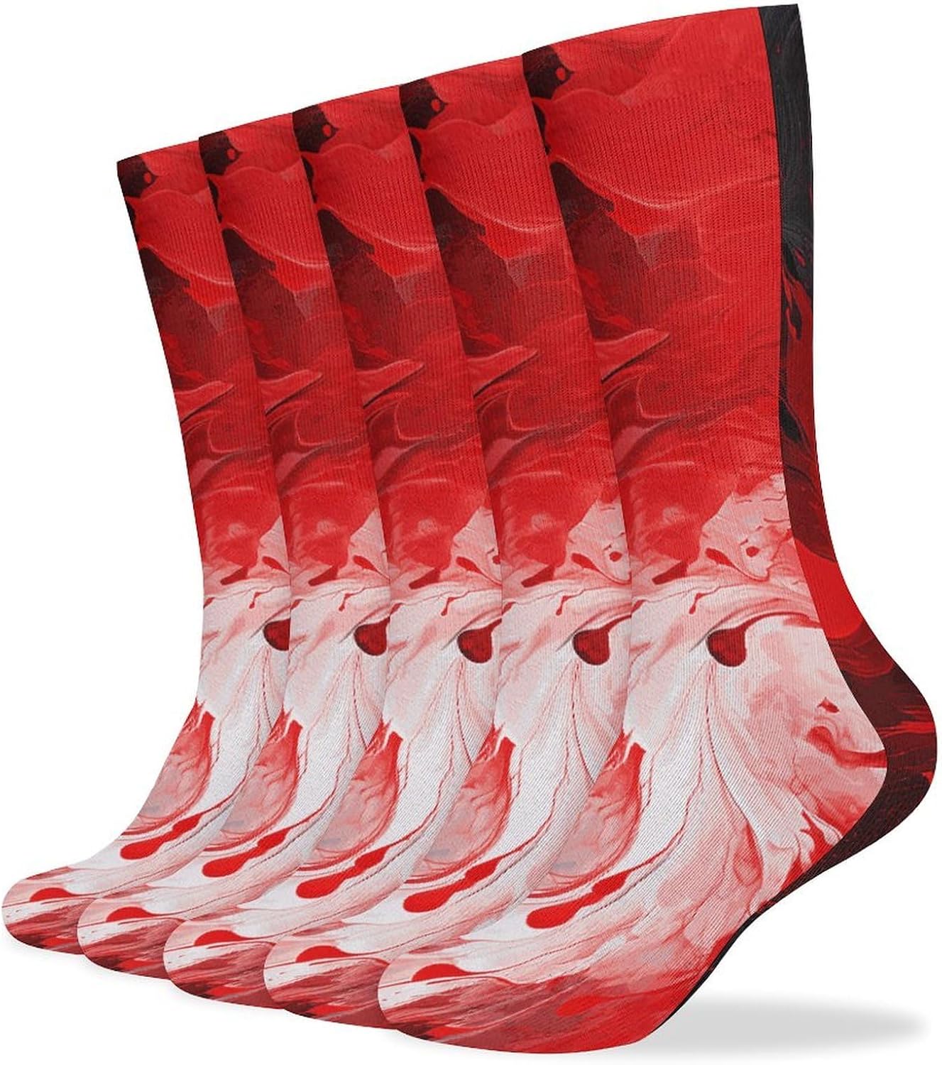Red Black White Abstract Knee High Socks Cozy Knee High Socks Soft Mid-Length Sock for All Seasons Daily Wear Adult