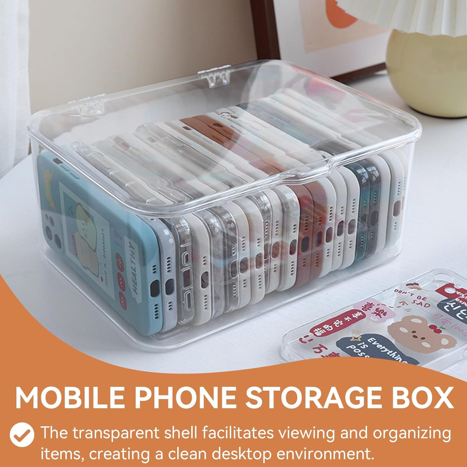 Plastic Box with Lid, Clear Storage Bins Containers Large Stackable Pencil Box Drawer Organizer Containers 8.9 X 6.5 X 3.9in for Organizing Art Craft, Sewing, Makeup, Nail Supplies