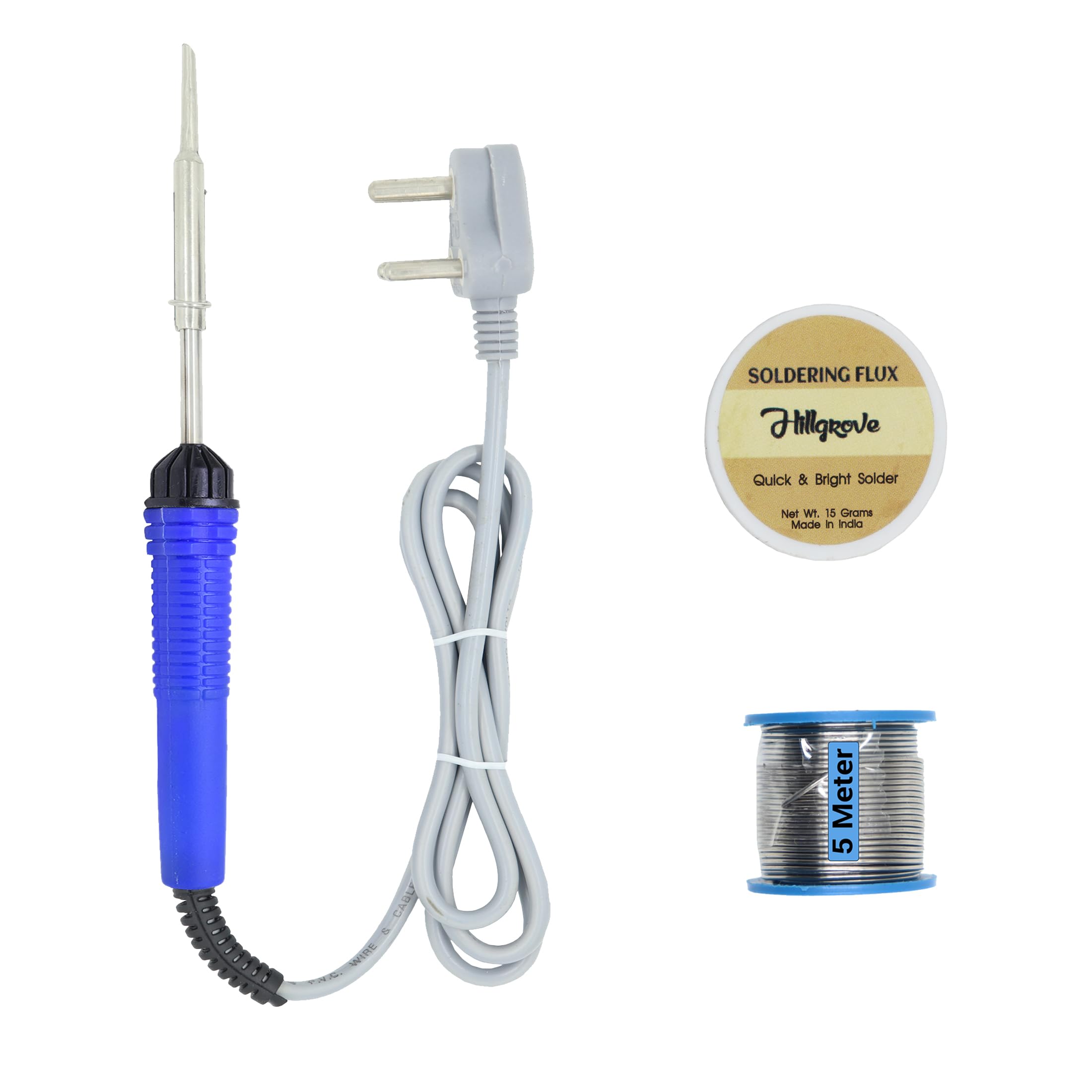 Hillgrove Electronic 3in1 Mobile Soldering Iron Equipment Tool Machine Combo Kit Set with Flux Paste and Wire 25 W Simple (Flat Tip)-image-11