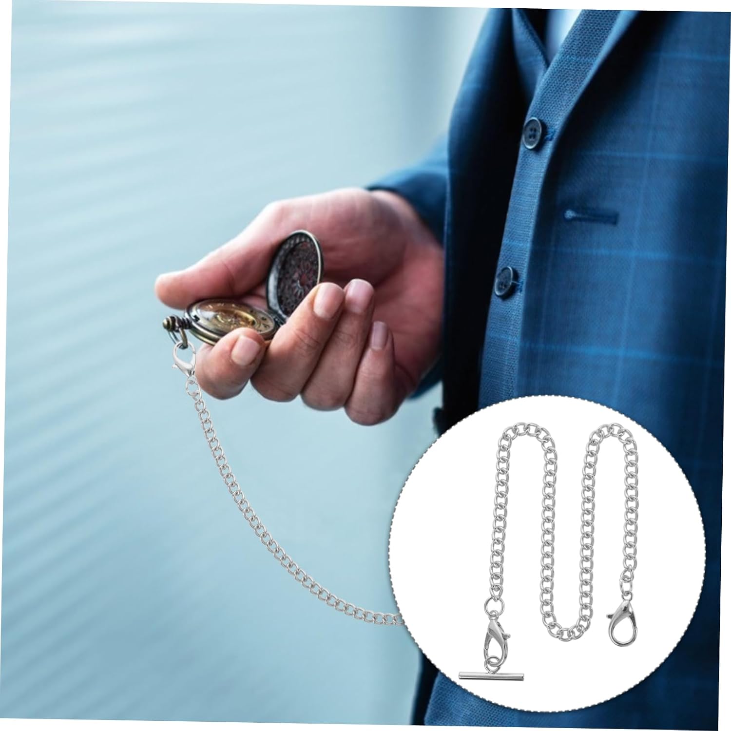 3pcs Creative Electroplated Pocket Watch Chain Stylish Jeans Belt Accessory and Lightweight Chic Design for Clothing Decoration Buckle Chain