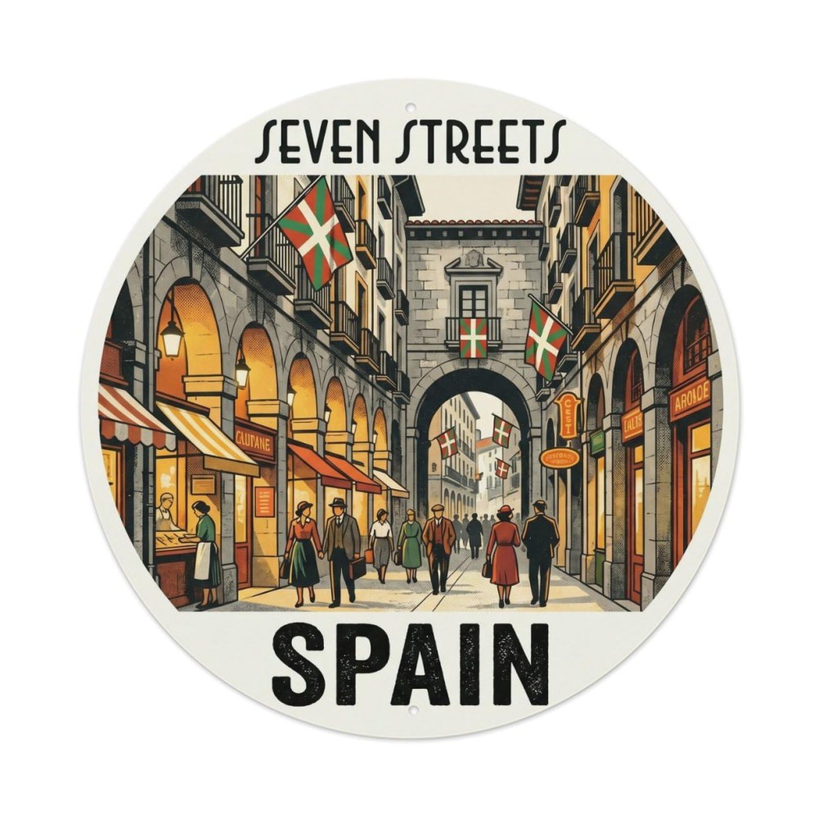 Bilbao Seven Streets Spain Landmark Travel Metal Tin Sign