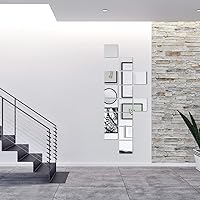 Vista 7 de Adhesivos de pared de espejo, 12 piezas extraíbles de acrílico 3D de plástico, azulejos de pared autoadhesivos para bricolaje, decoración de pared