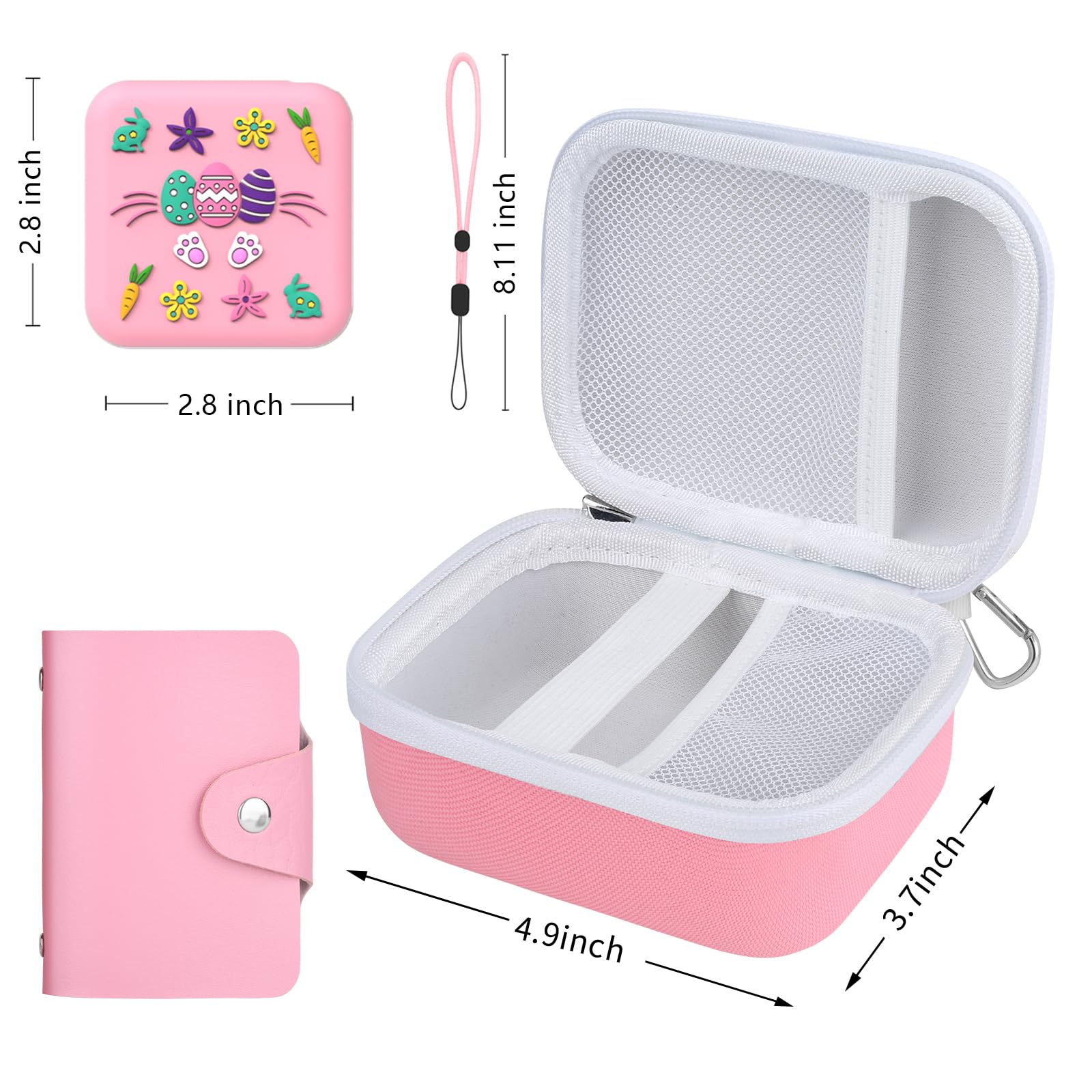 EYEGLEAM 3PCS Card holder Kit for Yoto Cards, Hard Travel Card Case Compatible with Yoto Mini Player,Mini Jacket for Yoto,Card Binder Hold up to Yoto 24 Cards(Pink)