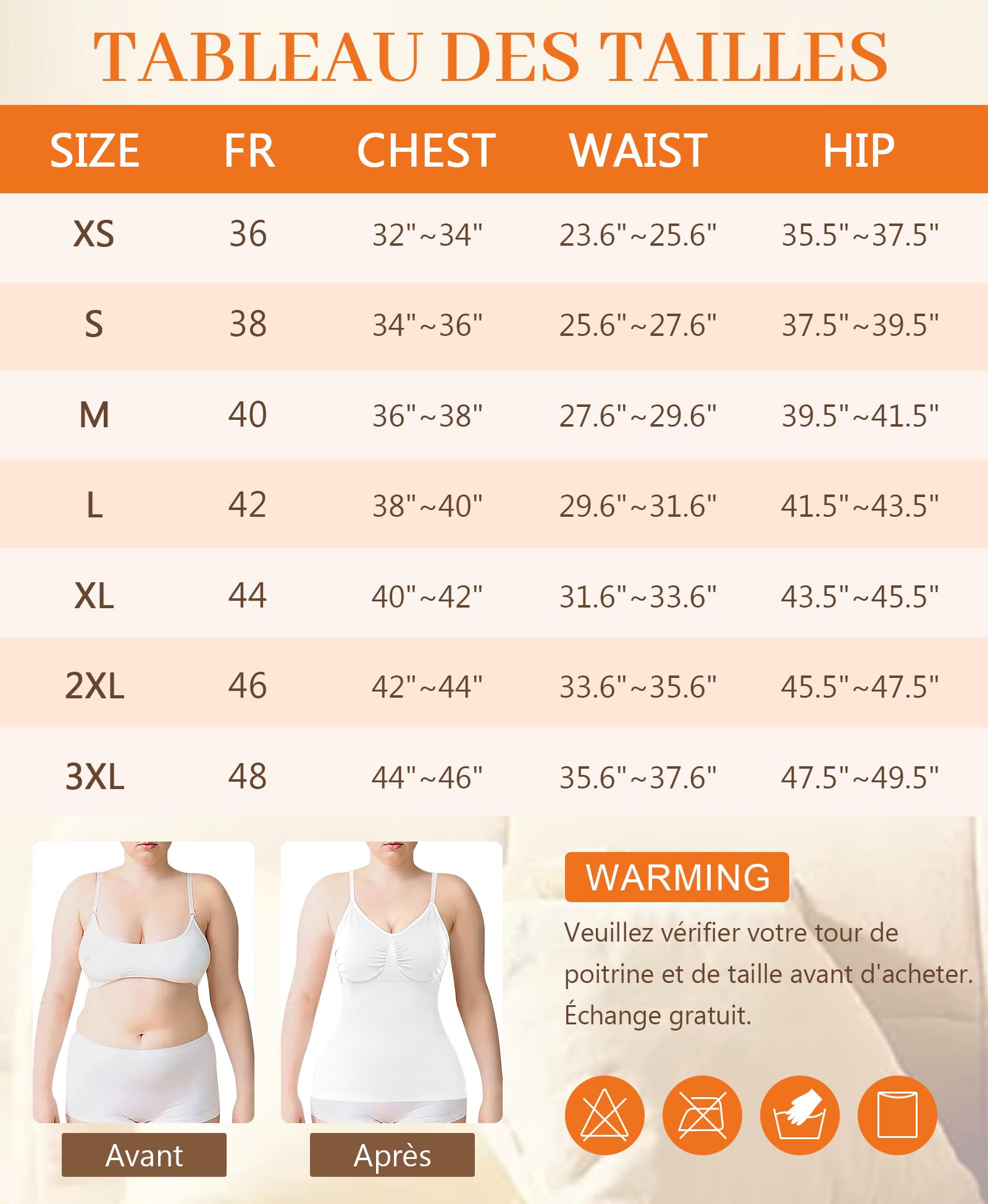 YARRCO Hauts sculptants Femme 003-3XL CHECKING ABCDE