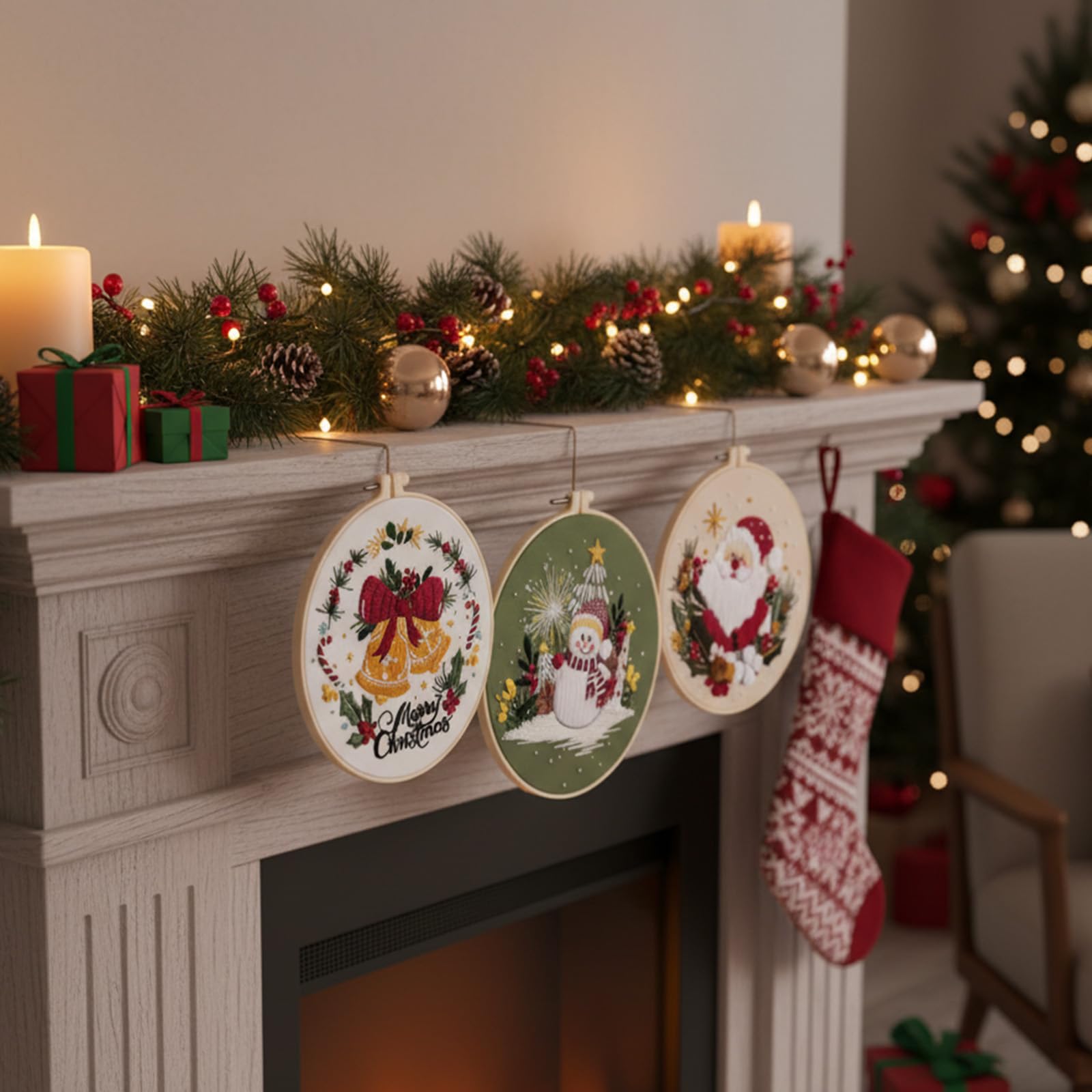 Christmas Embroidery Kits - 3 Festive Designs -6