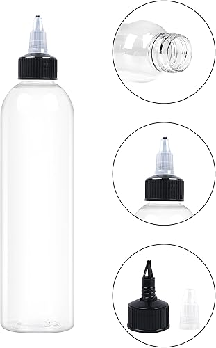 Miniatura 6 de 12 botellas de plástico de 8 onzas con tapa superior giratoria, botellas dispensadoras transparentes de 8.5 fl oz, botella vacía para líquidos,
