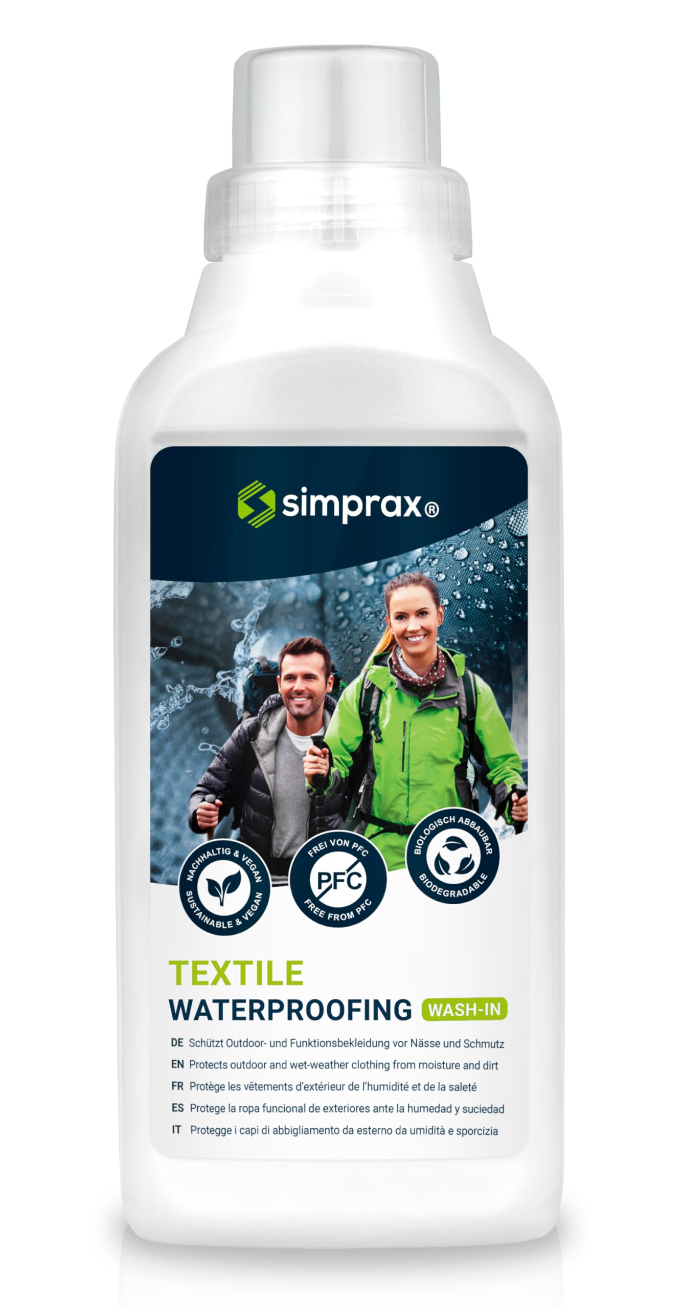 Wash-in Impermeabilizante para Ropa y Tejidos - Impermeabilizante ecológico con aclarado para Gore-Tex Sympatex