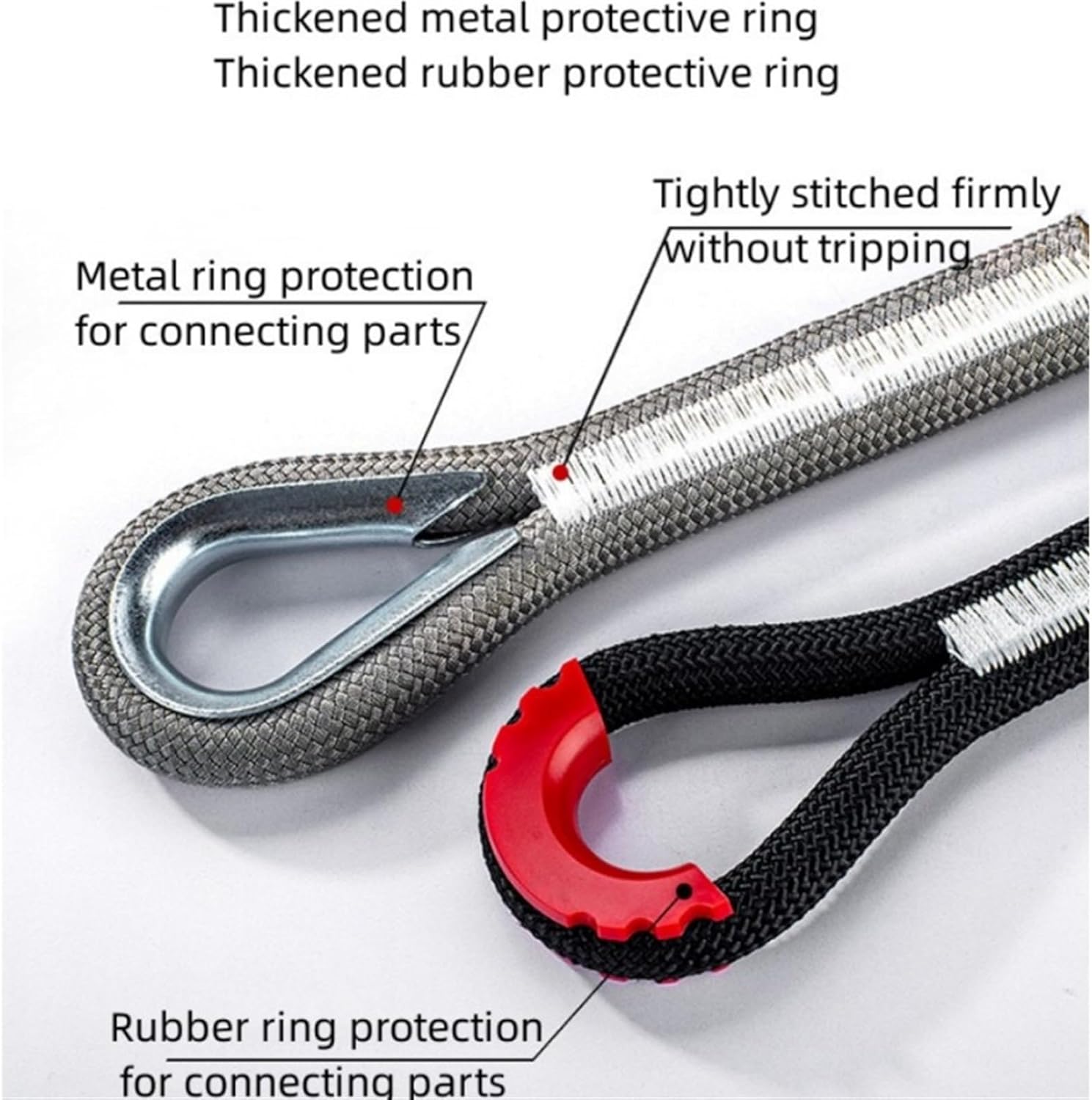 18/25/35 Ton Car Tow Strap High Strength Nylon Towing Ropes with Hooks Off-Road Auto Trailer Traction Cable Truck Winch