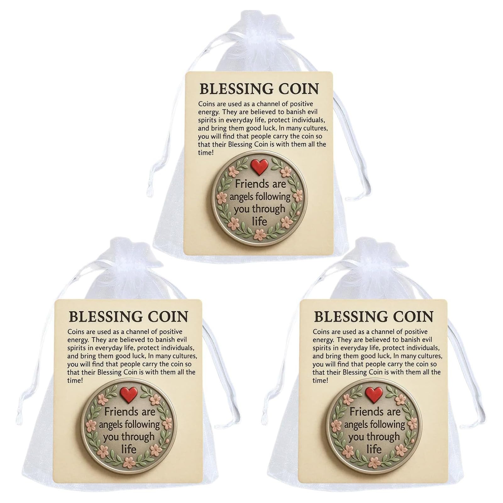 YROHGKPN Engraved Blessing for Motivational Coin with Encouragement Card, Thoughtful Pocket Sized Friendship Blessing Coin