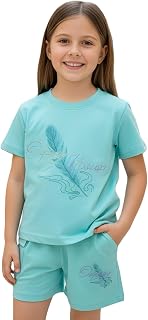 SALVIA Girls Regular Fit Cotton T-Shirt and Shorts Set Kids Casual Summer Outfit Price In India