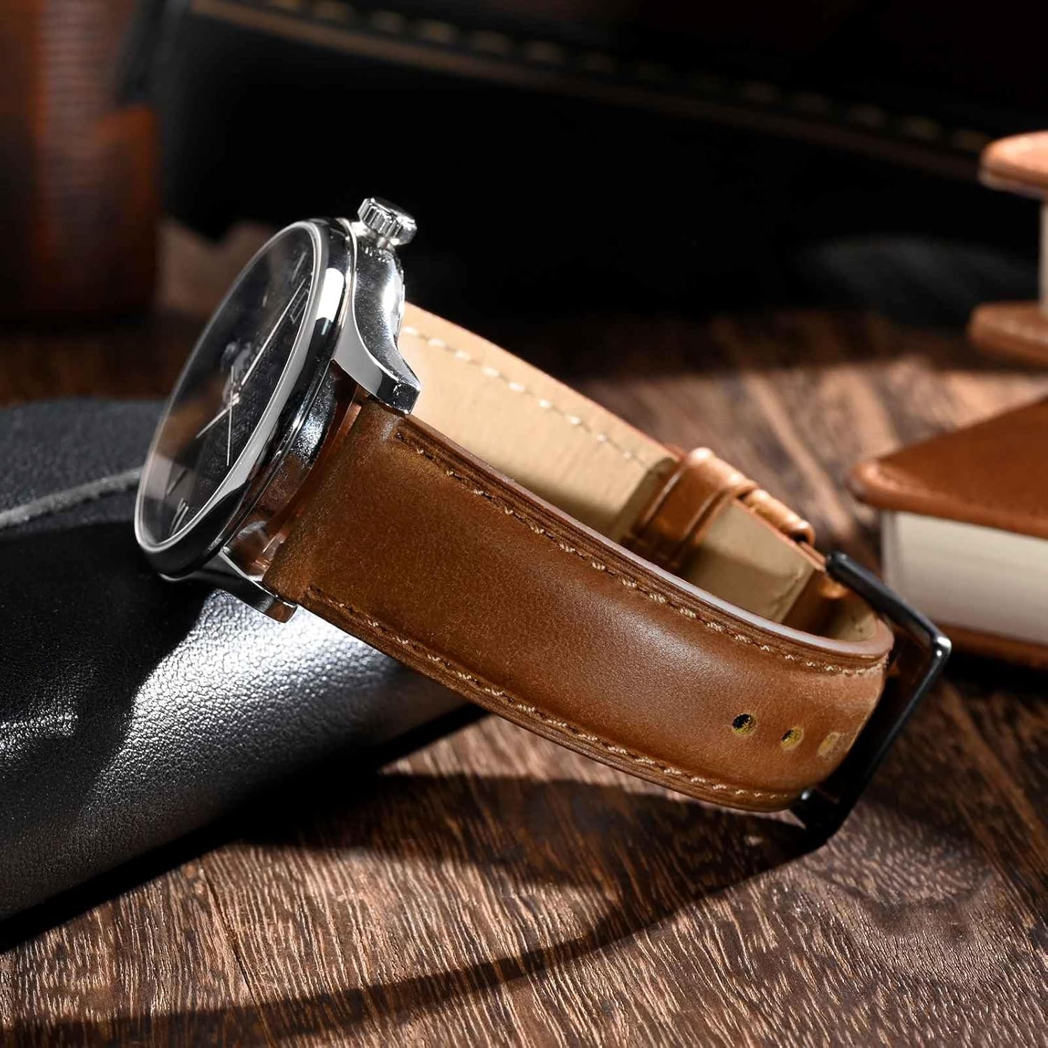 BISONSTRAP Leather Watch Strap for Men and Women, Oil Pull-Up Leather, Quick Release Replacement Bands, Band Width 18mm 20mm 22mm - Image 2