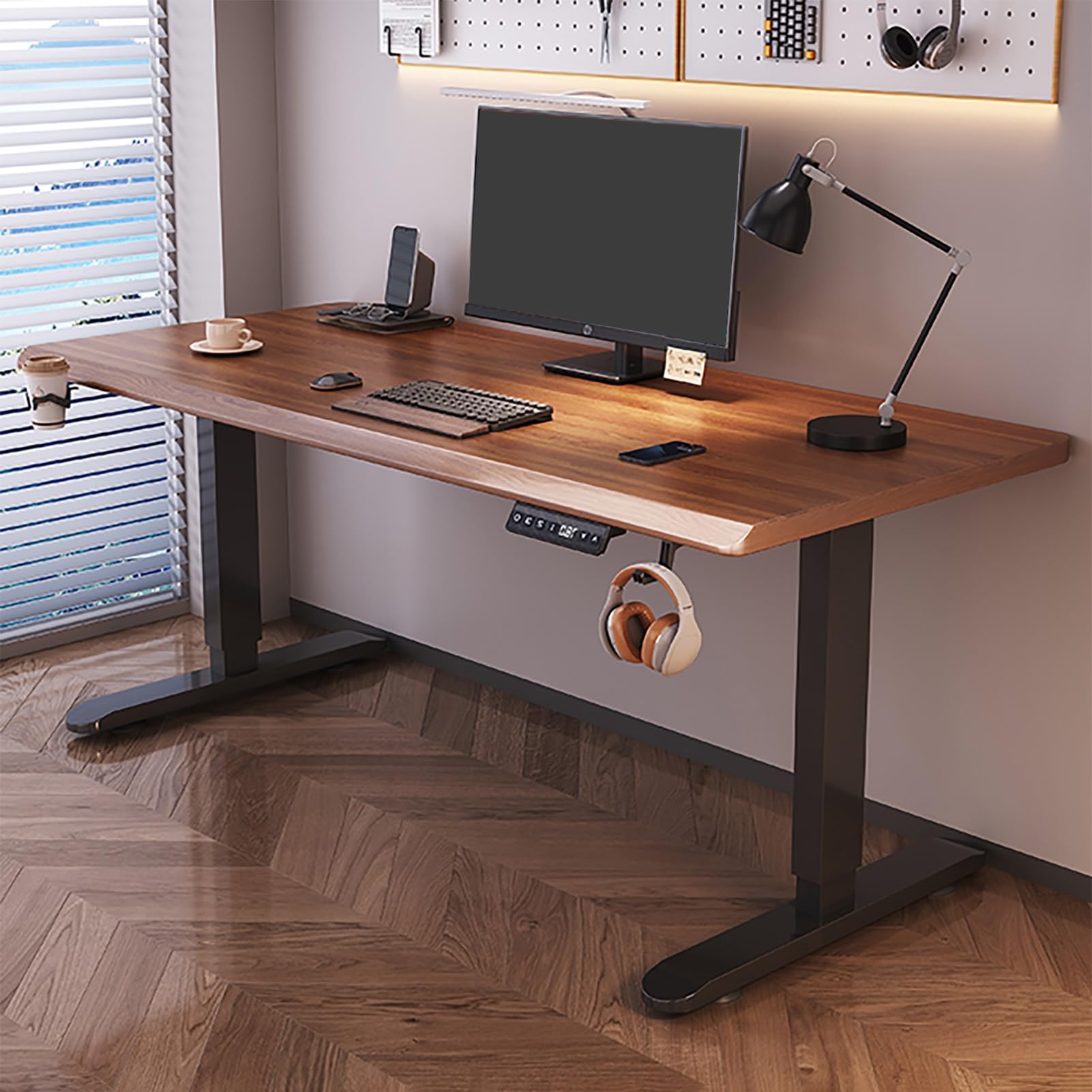 MYUYEE Electric Adjustable Height Standing Desk, Gaming Desk With Height Memory, Cup Holder, Headphone Hook And Metal Frame - Computer Desk Standing Desk Home Office Adjustable (100X60Cm)
