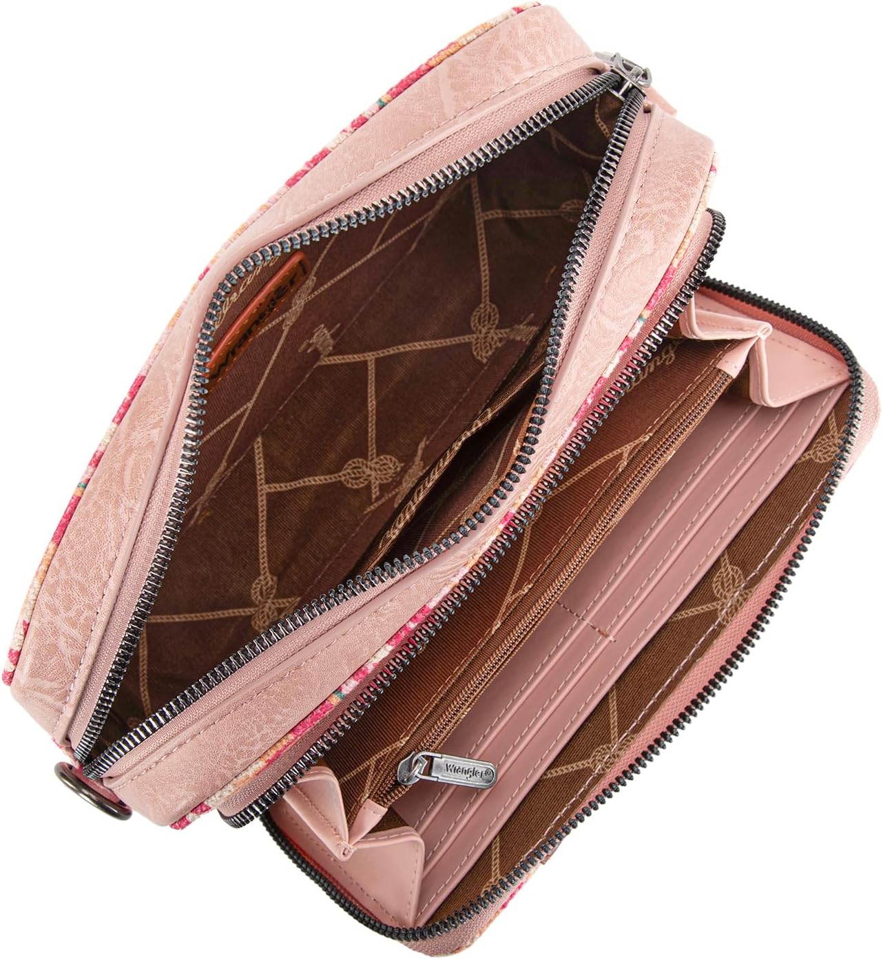 Wrangler Crossbody Bag for Women Boho Aztec Small Multi Pocket Crossover Purse - Image 5