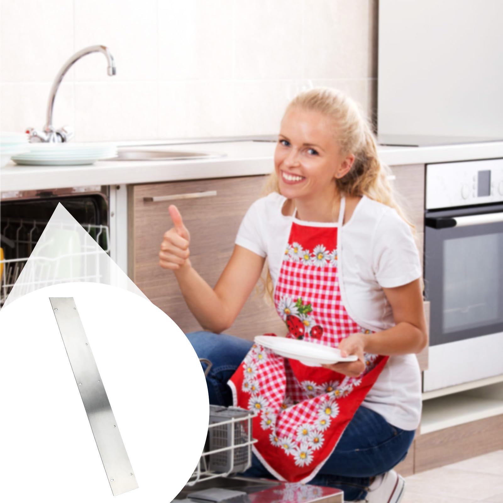 Blachka ochronna przed parą do zmywarki 60 cm, stal nierdzewna 304 600×85 mm w zestawie z śrubami – Blachka ochronna przed wrasem/ochronna przed ciepłem dla blatu kuchennego – Blachka