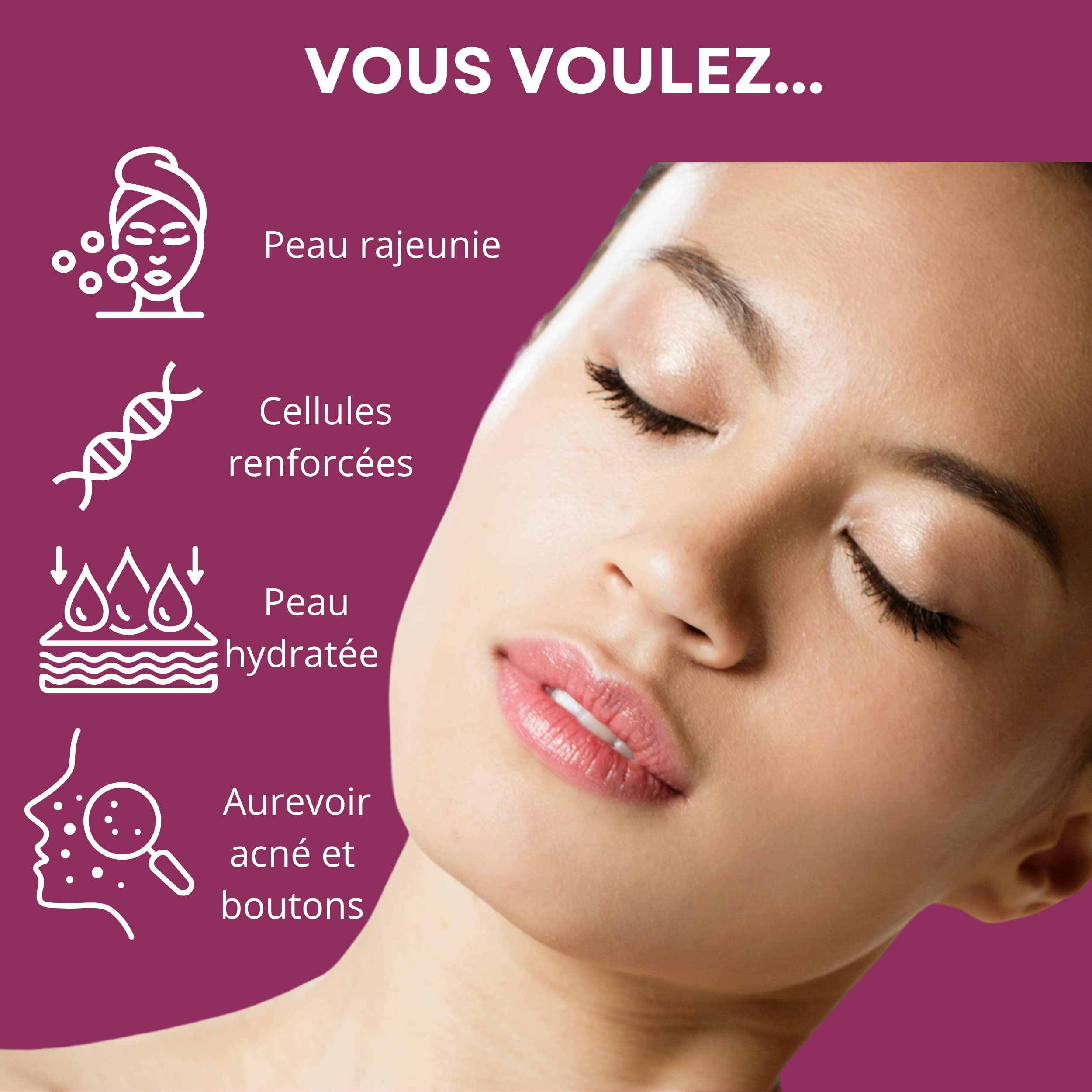 Antioxydant Puissant Beauté de la Peau| Poudre de Bardane + Extrait de Pépins de Raisin OPC et d’olive + Poudre de pétales de rose |60 Gélules Vegan | Anti imperfections bouton | Derma Belle