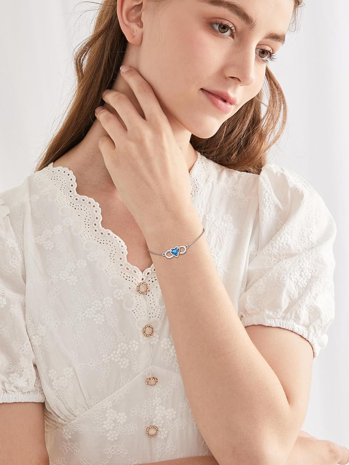 Custom4U Personalized Infinity Love Symbol Link Bracelets for Women 925 Sterling Silver Birthstone Bracelet Adjustable Engraved Chain Christmas Mother's Day Birthday Jewelry Gifts for Mom Her - Image 2