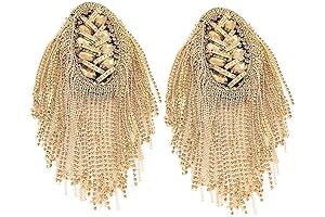 Rhinestone Epaulettes Shoulder Chain Badge Brooch Pin Set
