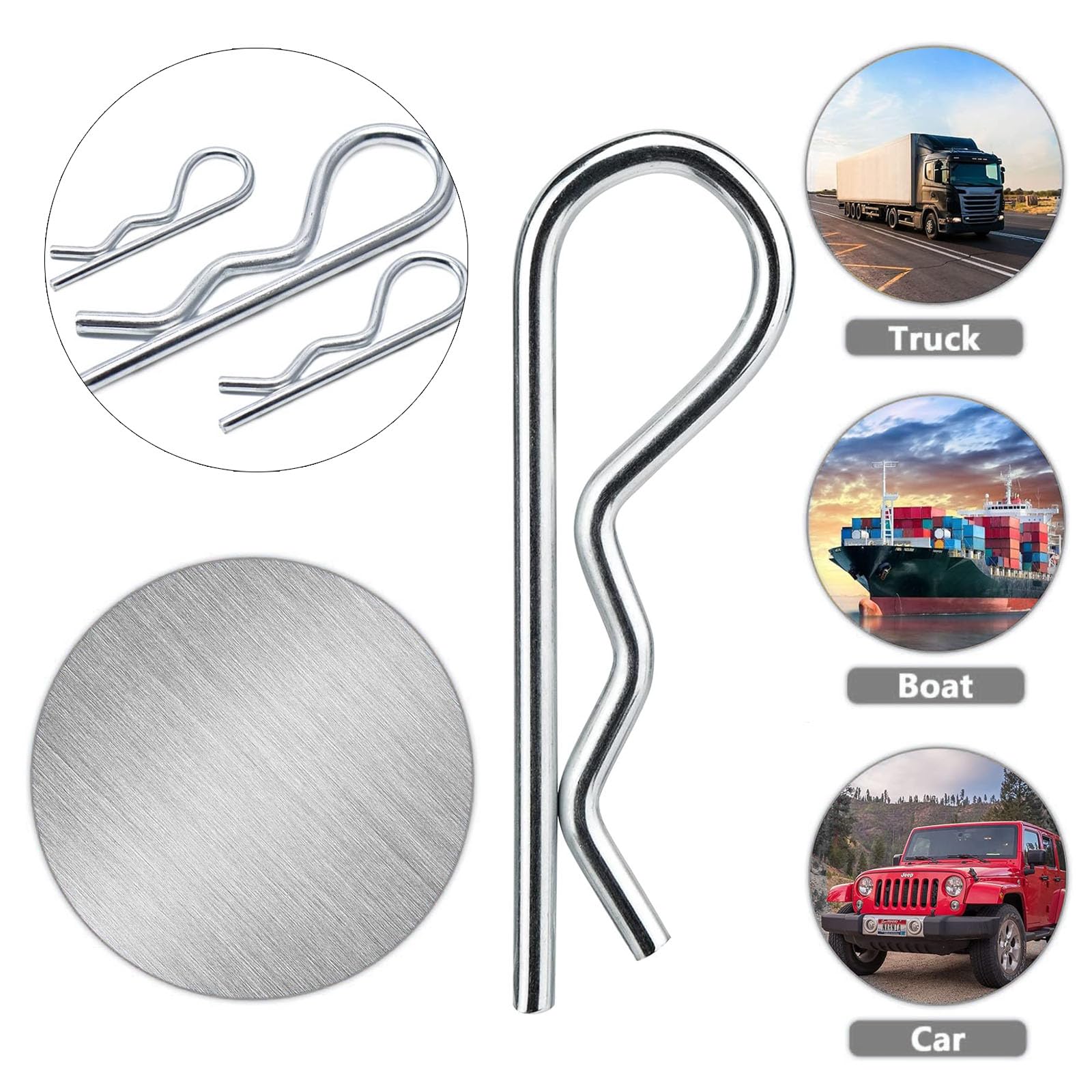 R Clip Perni di Fissaggio,R Clip Coppiglie a Molla,R Coppiglie a molla,Coppiglia R,R Coppiglie Pin,R Perno a Molla in Acciaio Inox,per Automobili,Trattori,Officine,6 misure,100 pezzi
