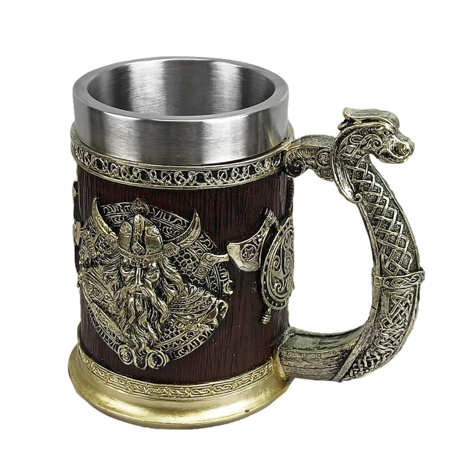Boccale da birra nordica vichinghi | Tazze medievali norvegesi | Tazza da whisky in acciaio inox | Tazza da vino e caffè | Tazze da birra regalo per uomini, decorazione per la festa del papà, 600 ml