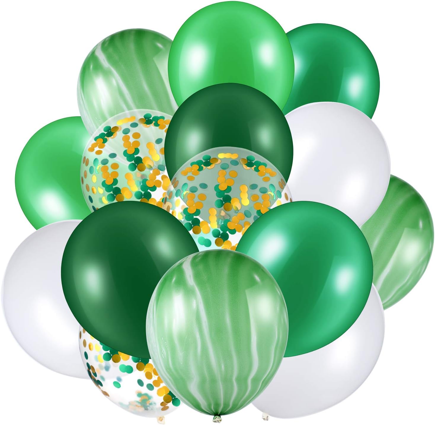 60 Pieces Green White Agate Latex Balloons 12 Inch Confetti Balloons Colorful Balloons for Jungle Baby Shower Wedding Office Birthday Party Supplies