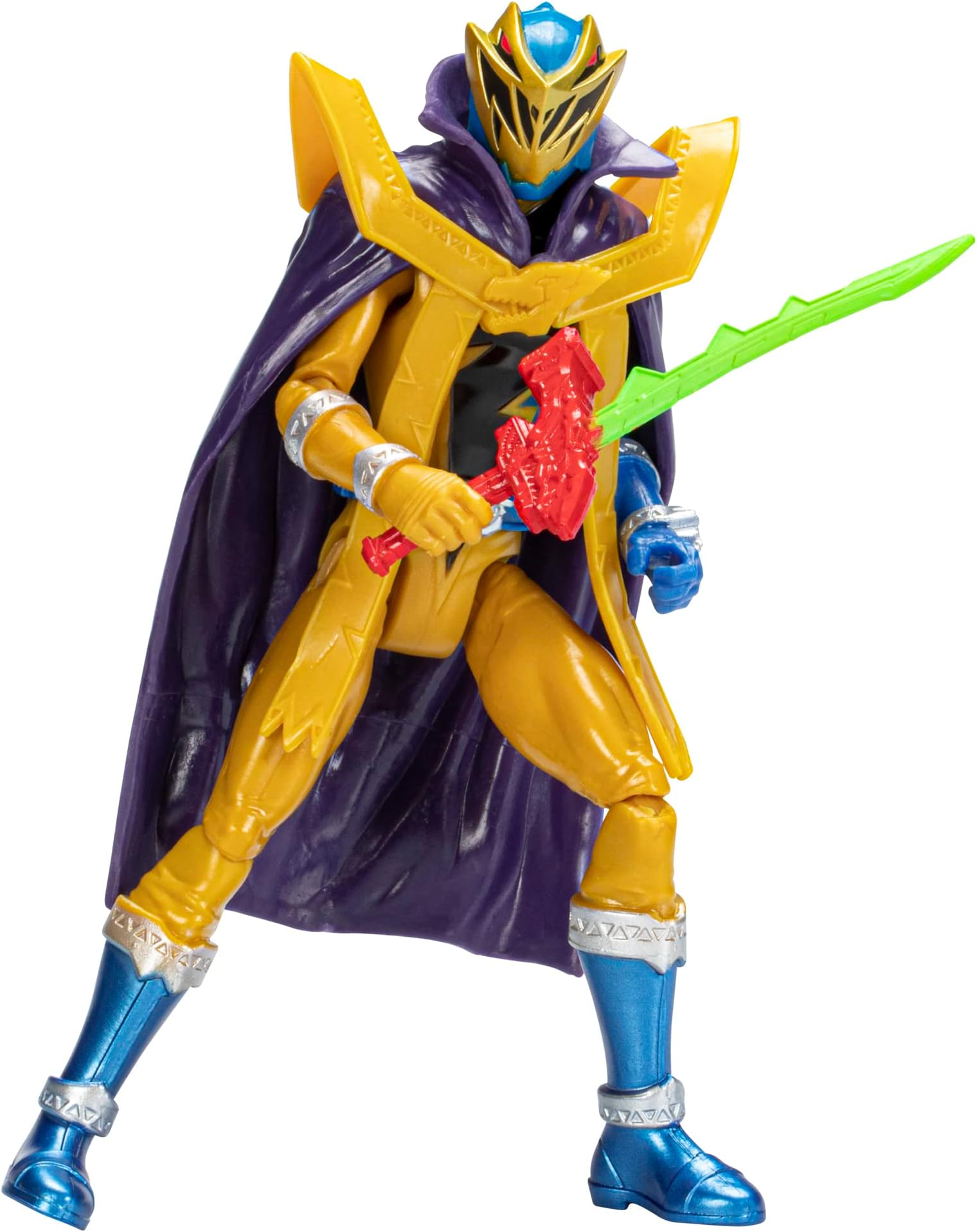 Power Rangers Dino Master Mode Gold Ranger 6-Inch Action Figure Toy with Dino Fury Key, Saber Accessory, Ages 4 and Up