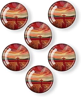 Fridge Magnets 1.18IN,Wheat Field Cross Refrigerator Magnet, Heavy-Duty Refrigerator Magnets Set, Magnetic Wall Art for Classroom, Office Cabinet and Freezer(6PCS)