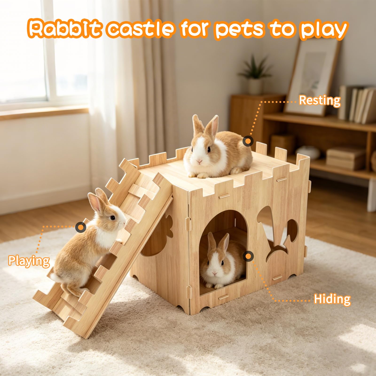 Amazon.com : BWOGUE Extra Large Wooden Rabbit Castle Bunny House