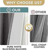 Vista 246 de H.VERSAILTEX Cortinas 100% opacas con aislamiento térmico, texturizadas, de lino, con bloqueo completo de calor y luz, para sala de estar y Negro