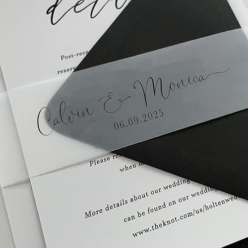 Miniatura 4 de Paquete de 50 bandas de vitela para el vientre, envolturas de vitela personalizadas para invitaciones, papel de envoltura de vitela translúcido de 5