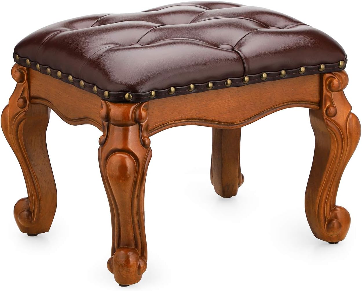 Buy 1 get 1 BILEEDA Small Foot Stool Brown Leather Ottoman Stools for Foot Rest Living Room Solid Rubber Wood Simple Assembly Black Friday - 60% OFF BILEEDA Small Foot Stool Brown Leather Ottoman Stools for Foot Rest Living Room Solid Rubber Wood Simple Assembly