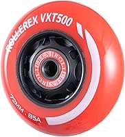 Vista 4 de Rollerex VXT500 - Ruedas para patines en línea, paquete de 4 (rodamientos, espaciadores y arandelas opcionales), ruedas de repuesto duraderas