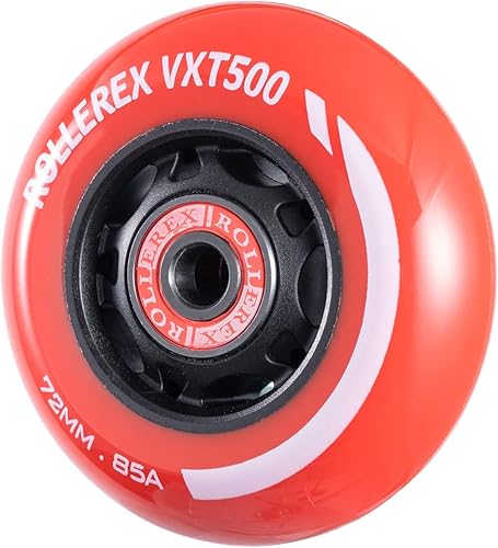 Miniatura 4 de Rollerex VXT500 - Ruedas para patines en línea, paquete de 4 (rodamientos, espaciadores y arandelas opcionales), ruedas de repuesto duraderas para