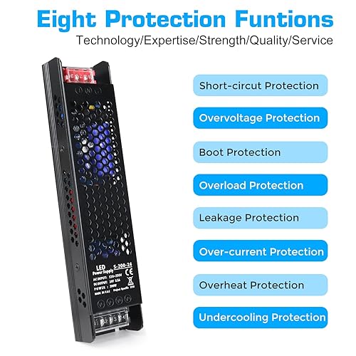 Miniatura 2 de Fuente de alimentación de 24 V, adaptador de fuente de alimentación de conmutación regulada universal de 8.5 A 200 W, transformador de CA de 110-250