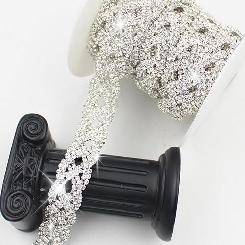 PEARLY JUN 1 Yard Rhinestone Trim Chain Silver Rhinestone Stringing