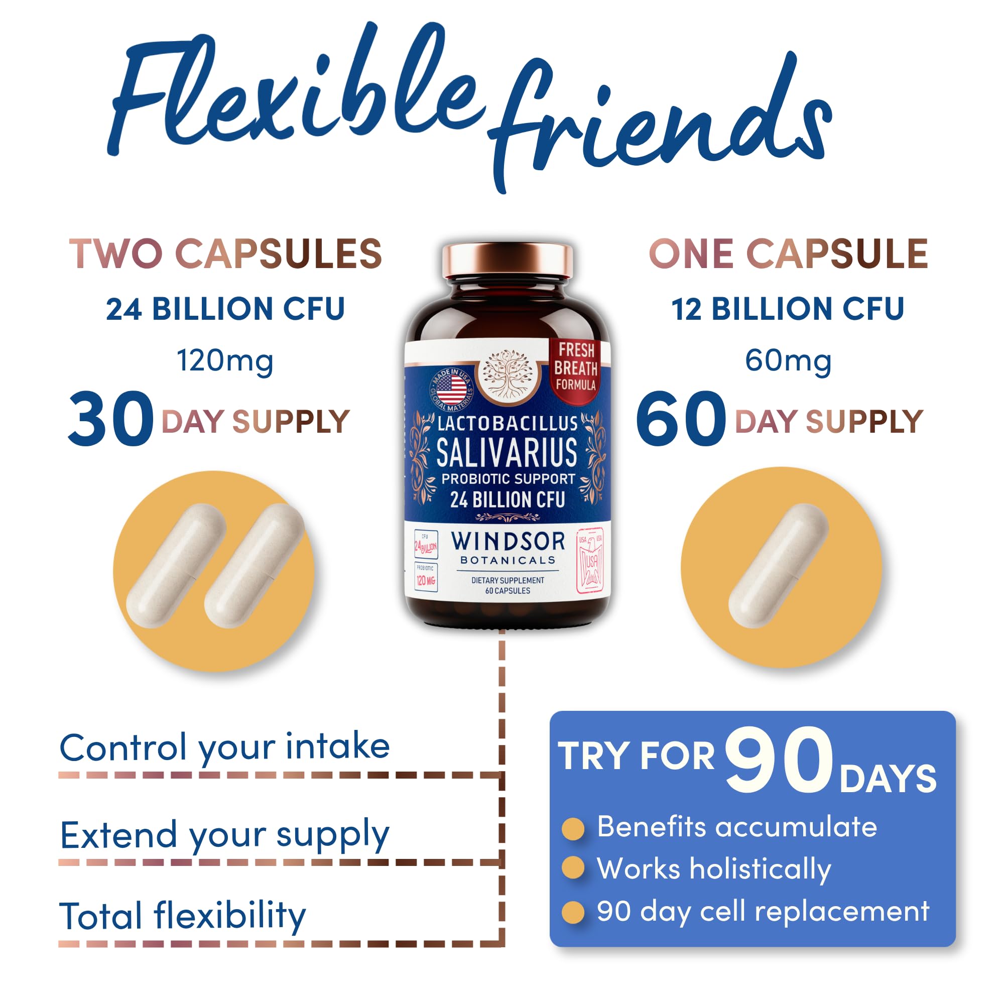 Lactobacillus Salivarius Dental Probiotic - 24 Billion CFU - 60 Capsules — Amazon image 4