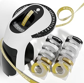 Phomemo Embossing Label Maker with Tape, E975 Vintage Retro Embossed Labeler, 3D Old School Label Makers, Handheld Manul Label Maker with 10 Rolls Embossing Label Tape, For Home, DIY & Crafting, Black